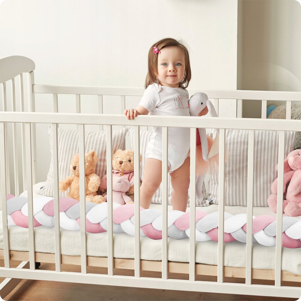 Bērnu gultiņas aizsardzība 300cm, rozā/pelēks цена и информация | Bērnu drošības preces | 220.lv