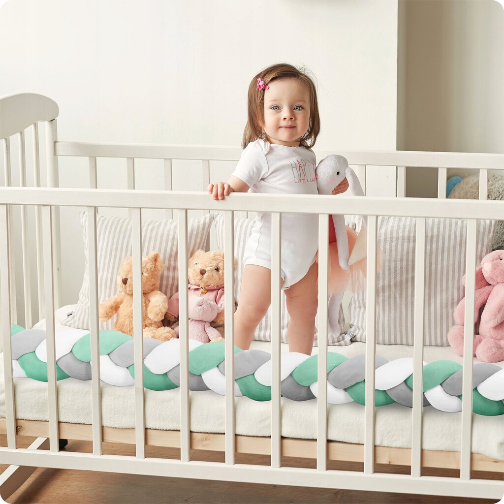 Bērnu gultiņas aizsardzība 300cm, zaļa/pelēka cena un informācija | Bērnu drošības preces | 220.lv