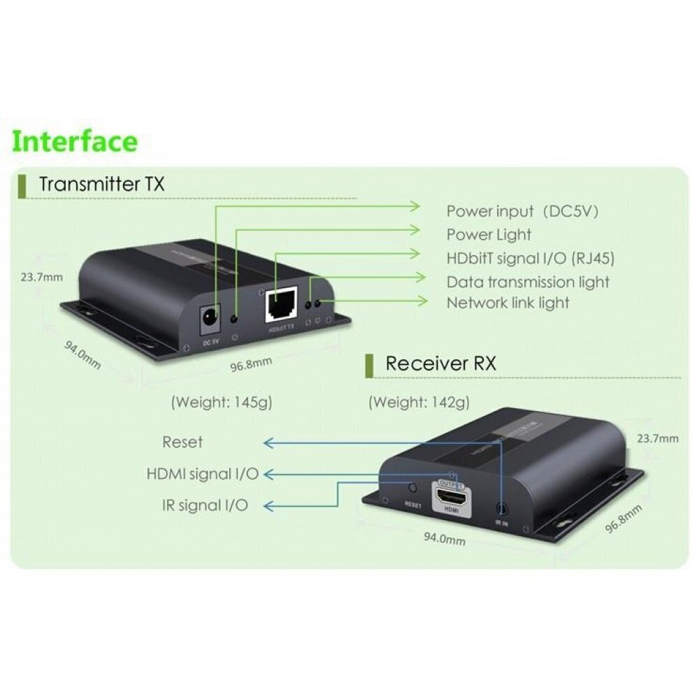 Diapazona paplašinātājs Techly HDMI 1080p*60Hz HDBitT līdz 120m Cat6 ar IR cena un informācija | Wi-Fi pastiprinātāji | 220.lv