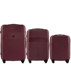 3 koferu komplekts Wings 5398, sarkans cena un informācija | Koferi, ceļojumu somas | 220.lv
