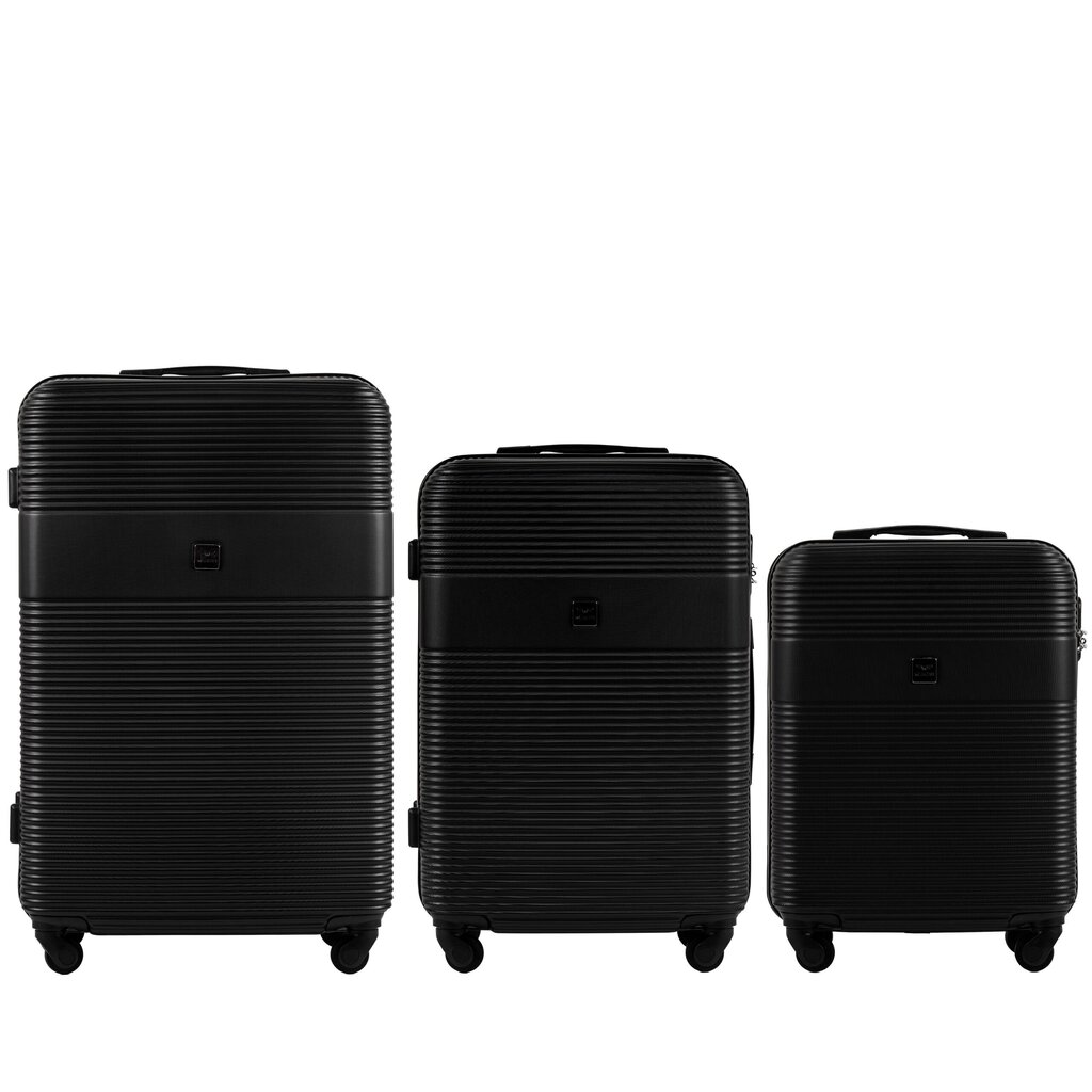 3 koferu komplekts Wings 5398, melns cena un informācija | Koferi, ceļojumu somas | 220.lv