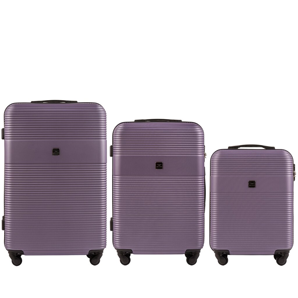 3 koferu komplekts Wings 5398, violets cena un informācija | Koferi, ceļojumu somas | 220.lv