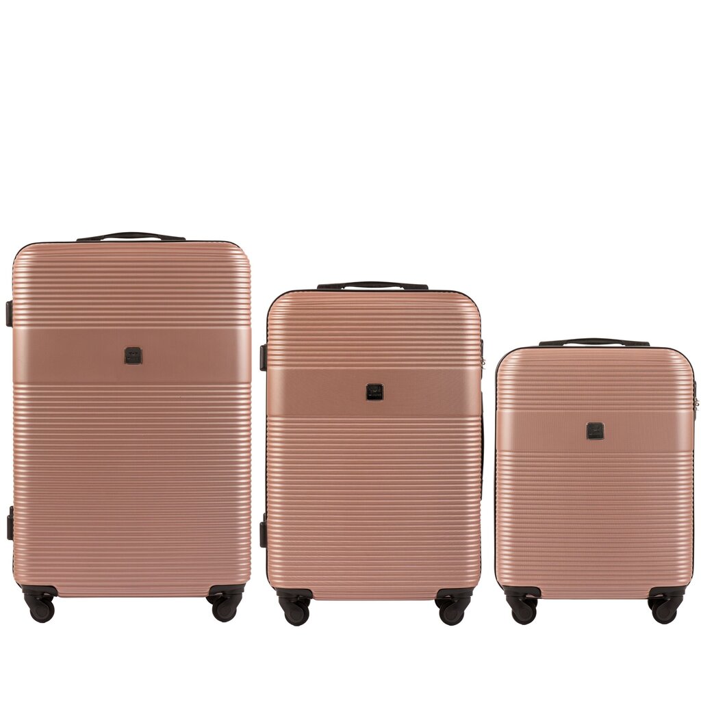 3 koferu komplekts Wings 5398, , zelta cena un informācija | Koferi, ceļojumu somas | 220.lv
