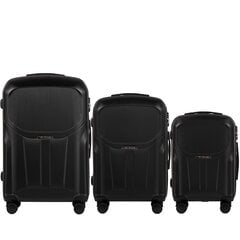 Набор из 3 чемоданов Wings PDT01,  черный цена и информация | Чемоданы, дорожные сумки | 220.lv