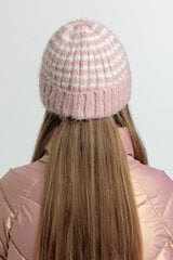 Sieviešu adīta cepure Snowflake 2023, rozā/balta cena un informācija | Sieviešu cepures | 220.lv