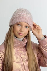 Sieviešu adīta cepure Snowflake 2023, rozā/balta cena un informācija | Sieviešu cepures | 220.lv