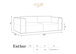 Dīvāns Milo Casa Esther, 248x103x78 cm, pelēks cena un informācija | Dīvāni | 220.lv