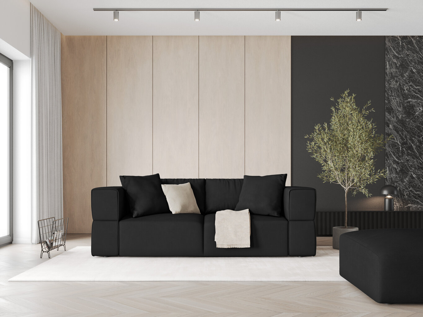 Dīvāns Milo Casa Esther, 214x103x78 cm, melns cena un informācija | Dīvāni | 220.lv