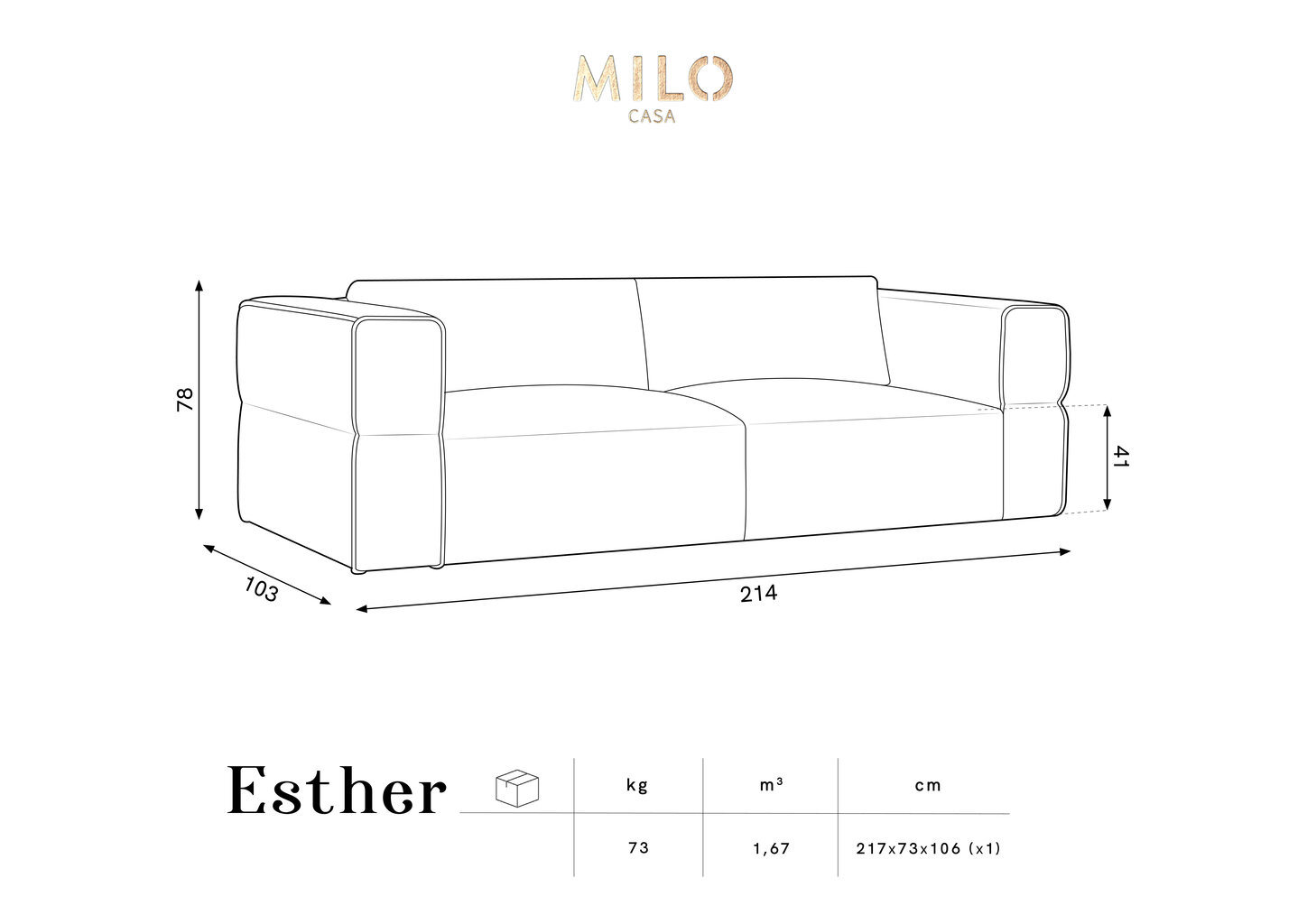 Dīvāns Milo Casa Esther, 214x103x78 cm, melns cena un informācija | Dīvāni | 220.lv