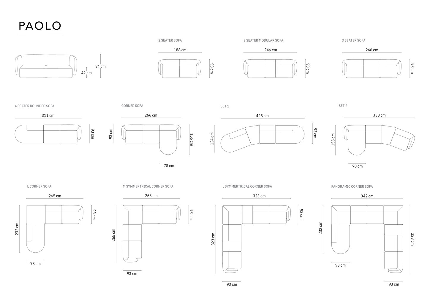 Dīvāns Milo Casa Paolo, 302x85x74 cm, balts cena un informācija | Dīvāni | 220.lv