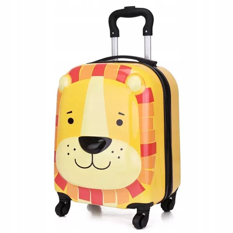 Bērnu čemodāns 3D Lion, dzeltens cena un informācija | Koferi, ceļojumu somas | 220.lv
