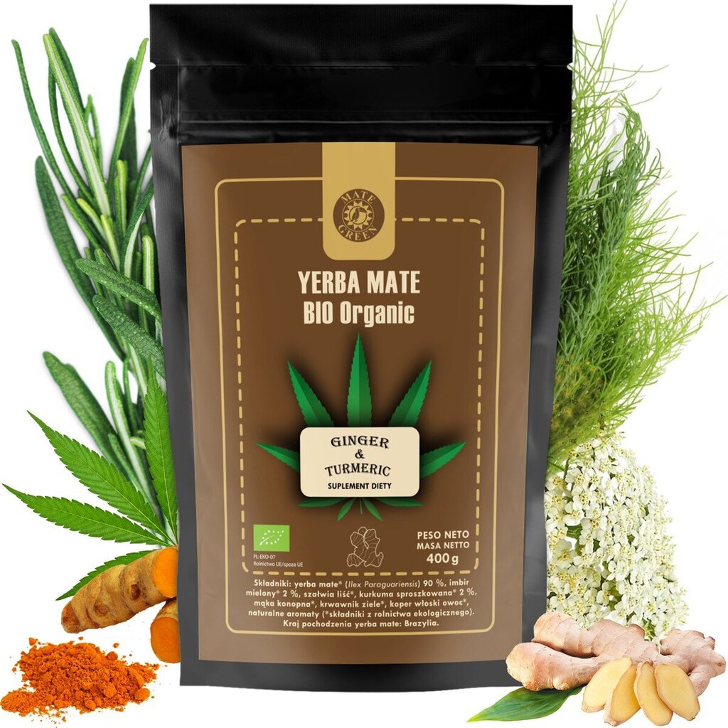 Tēja Yerba Mate Bio Organic Ginger & Turmeric, 200 g cena un informācija | Tēja | 220.lv