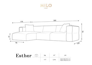 Dīvāns Milo Caso Esther, 305x174x78 cm, violets cena un informācija | Dīvāni | 220.lv
