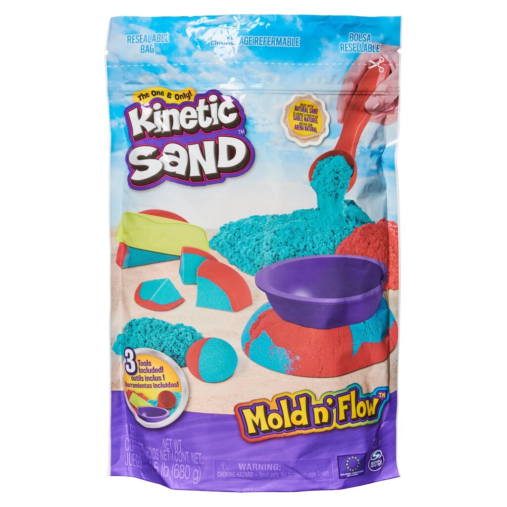 Kinētisko smilšu komplekts Kinetic Sand Mold N´ Flow cena un informācija | Attīstošās rotaļlietas | 220.lv