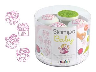 Zīmogu komplekts Aladine Stampo Baby 4gab. Princess + zīmoga spilventiņš, rozā cena un informācija | Modelēšanas un zīmēšanas piederumi | 220.lv