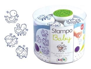 Zīmogu komplekts Aladine Stampo Baby 4gab. Farm + zīmoga spilventiņš, zils cena un informācija | Modelēšanas un zīmēšanas piederumi | 220.lv