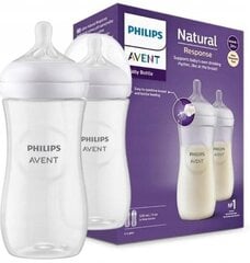 Pudelīšu komplekts Philips Avent Natural Response SCY906/02, 3+ mēn, 330 ml cena un informācija | Bērnu pudelītes un to aksesuāri | 220.lv