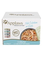 Applaws Cat Fish Selection in Broth komplekts, 48 x 156 g cena un informācija | Konservi kaķiem | 220.lv