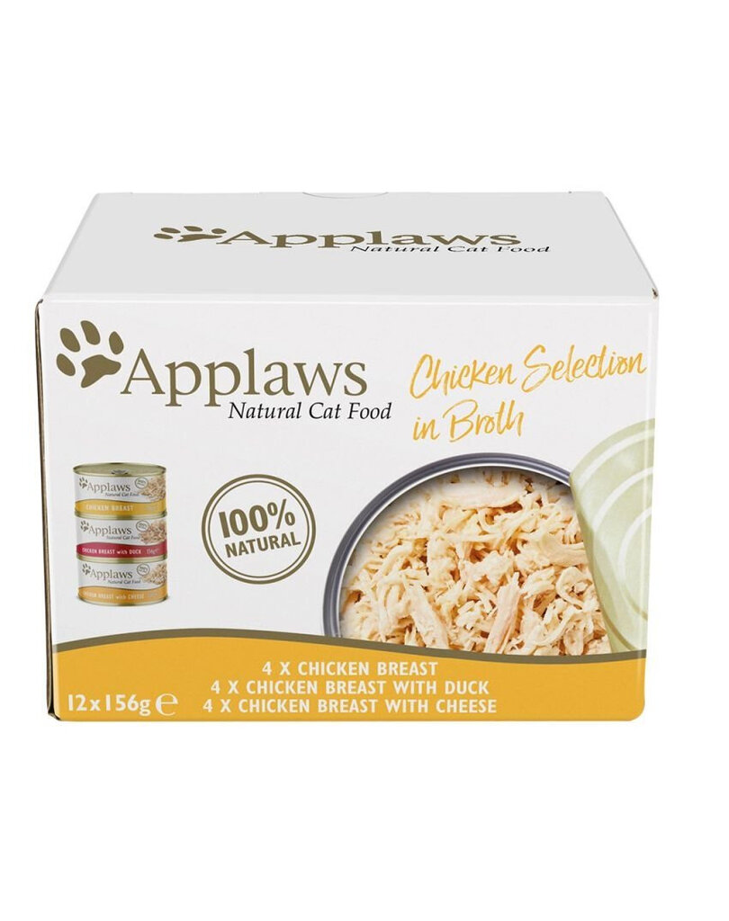 Applaws Cat Chicken Selection in Broth ar vistu, 48 x 156 g cena un informācija | Konservi kaķiem | 220.lv