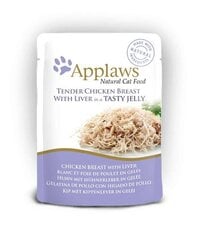 Applaws Cat Pouch Jelly Tender ar vistas krūtiņu un aknām, 16 x 70 g cena un informācija | Konservi kaķiem | 220.lv