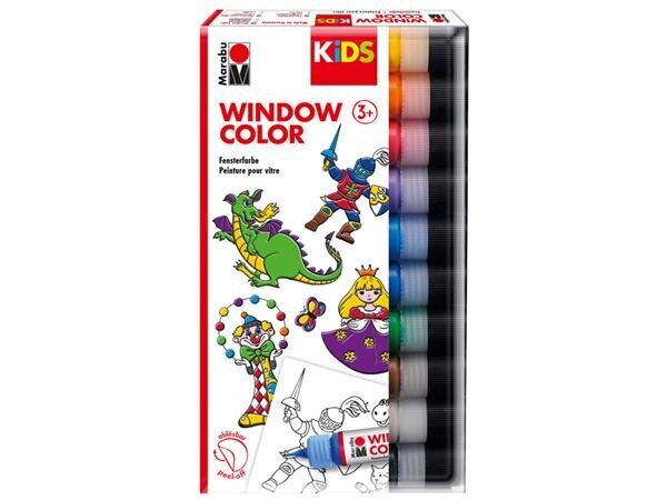 Stikla plēvīšu krāsu komplekts Marabu Kids, 10x25ml cena un informācija | Modelēšanas un zīmēšanas piederumi | 220.lv