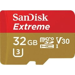 SanDisk Extreme 32 GB Micro SDXC U1-I Class 10 Atmiņas Karte (SDSQXAF-032G-GN6AA) cena un informācija | Atmiņas kartes fotokamerām | 220.lv