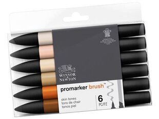 Marķieru uz spirta bāzes komplekts W&N Promarker Brush, 6 gab. Skin Tones cena un informācija | Modelēšanas un zīmēšanas piederumi | 220.lv