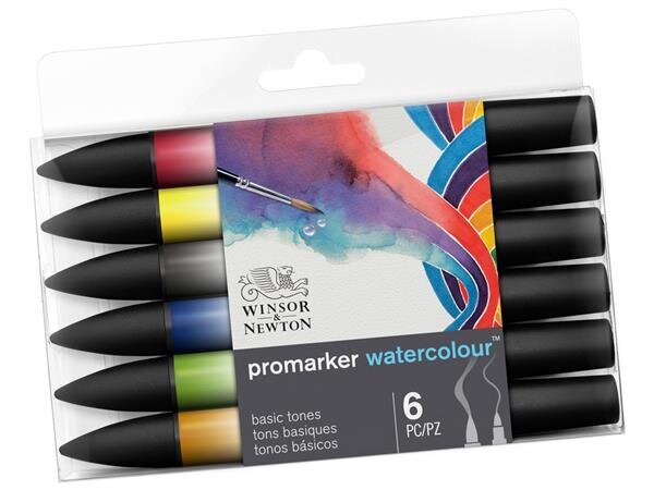 Akvareļu marķieru komplekts W&N Promarker, 6 gab. cena un informācija | Modelēšanas un zīmēšanas piederumi | 220.lv