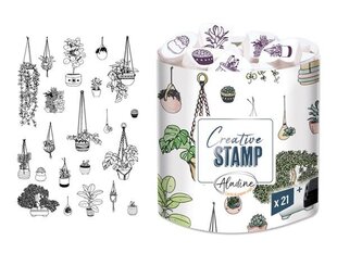 Zīmogu komplekts Aladine Creative Stamp Plants, 21 gab.+ zīmoga spilventiņš, melns cena un informācija | Modelēšanas un zīmēšanas piederumi | 220.lv