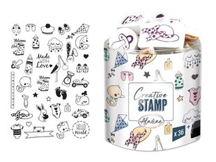 Zīmogu komplekts Aladine Creative Stamp Baby, 36 gab. + zīmoga spilventiņš, melns цена и информация | Принадлежности для рисования, лепки | 220.lv