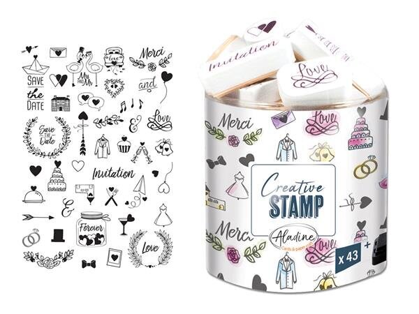 Zīmogu komplekts Aladine Creative Stamp Marriage, 43 gab. + zīmoga spilventiņš, melns cena un informācija | Modelēšanas un zīmēšanas piederumi | 220.lv