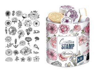 Zīmogu komplekts Aladine Creative Stamp Flowers, 33 gab. + zīmoga spilventiņš, melns cena un informācija | Modelēšanas un zīmēšanas piederumi | 220.lv