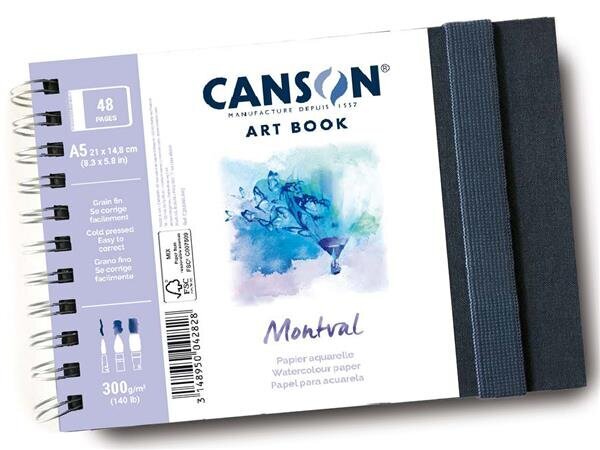Akvareļbloks Art Book Montval 14.8x21cm/300g ar spirāli, 24 lapas cena un informācija | Burtnīcas un papīra preces | 220.lv