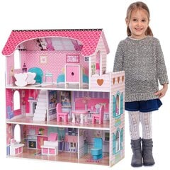 Деревянный кукольный домик с мебелью цена и информация | Игрушки для девочек | 220.lv