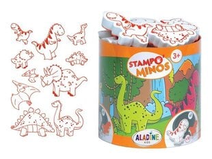 Zīmogu komplekts Aladine Stampo Minos 10gab. Dinos + zīmoga spilventiņš melna цена и информация | Принадлежности для рисования, лепки | 220.lv