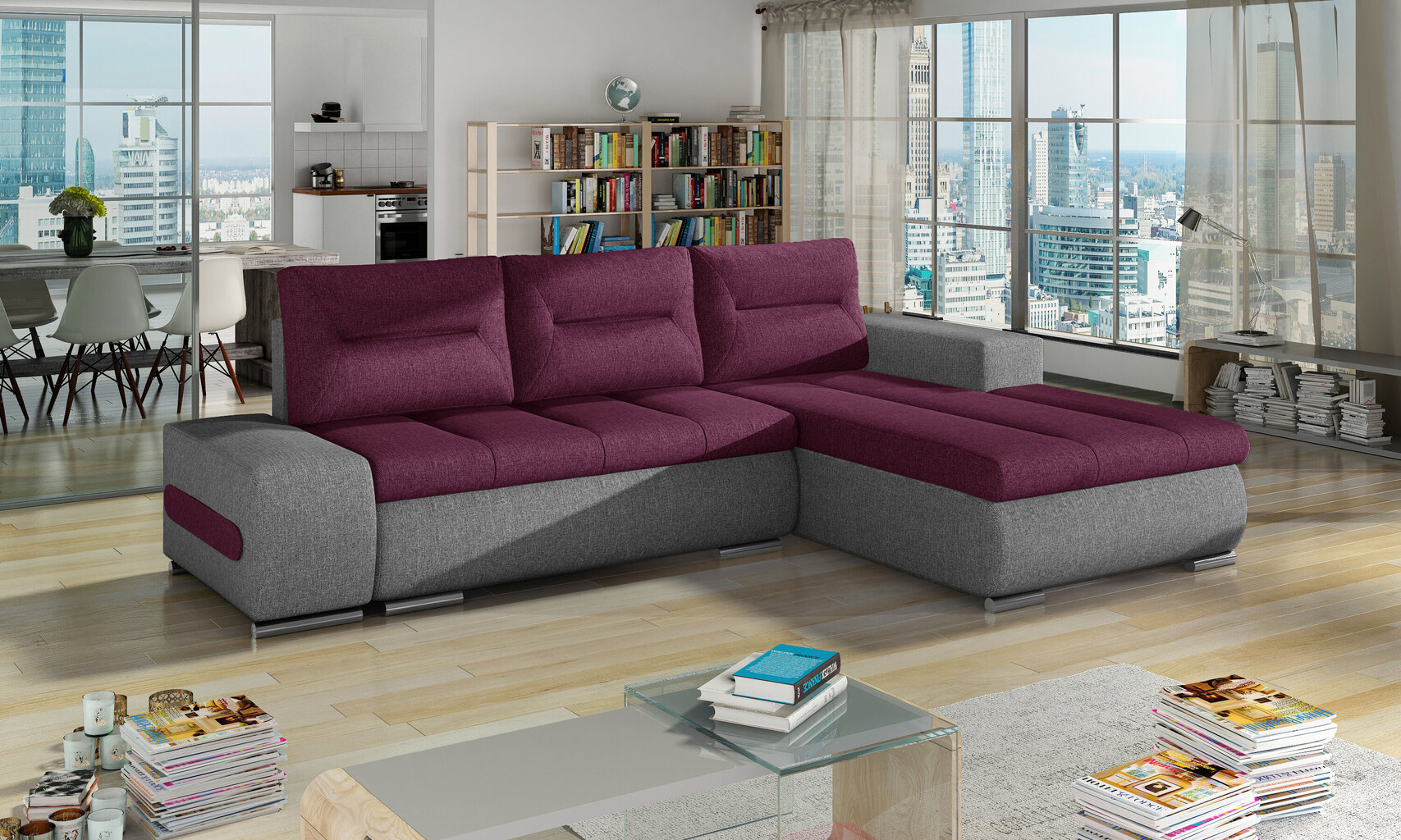 Kreisās puses stūra dīvāns Eltap Ottavio, violets/pelēks cena un informācija | Stūra dīvāni | 220.lv