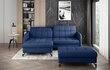 Labās puses stūra dīvāna un pufa komplekts Eltap Lorelle, tumši zils цена и информация | Stūra dīvāni | 220.lv