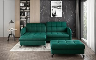 Labās puses stūra dīvāna un pufa komplekts Eltap Lorelle, tumši zaļš cena un informācija | Stūra dīvāni | 220.lv