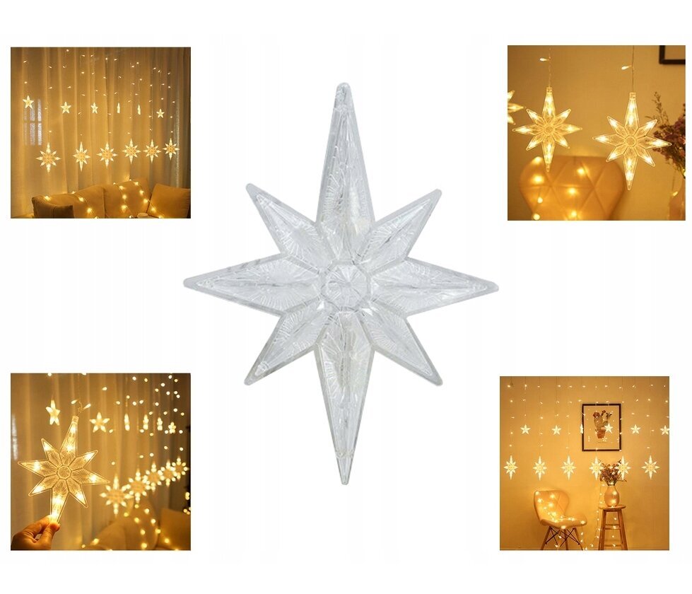 LED gaismiņu priekškars ar zvaigznēm, 3M цена и информация | Ziemassvētku lampiņas, LED virtenes | 220.lv