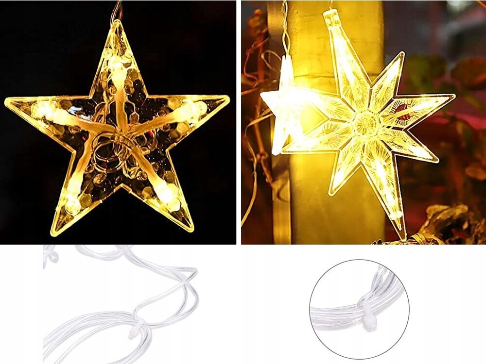 LED gaismiņu priekškars ar zvaigznēm, 3M cena un informācija | Ziemassvētku lampiņas, LED virtenes | 220.lv