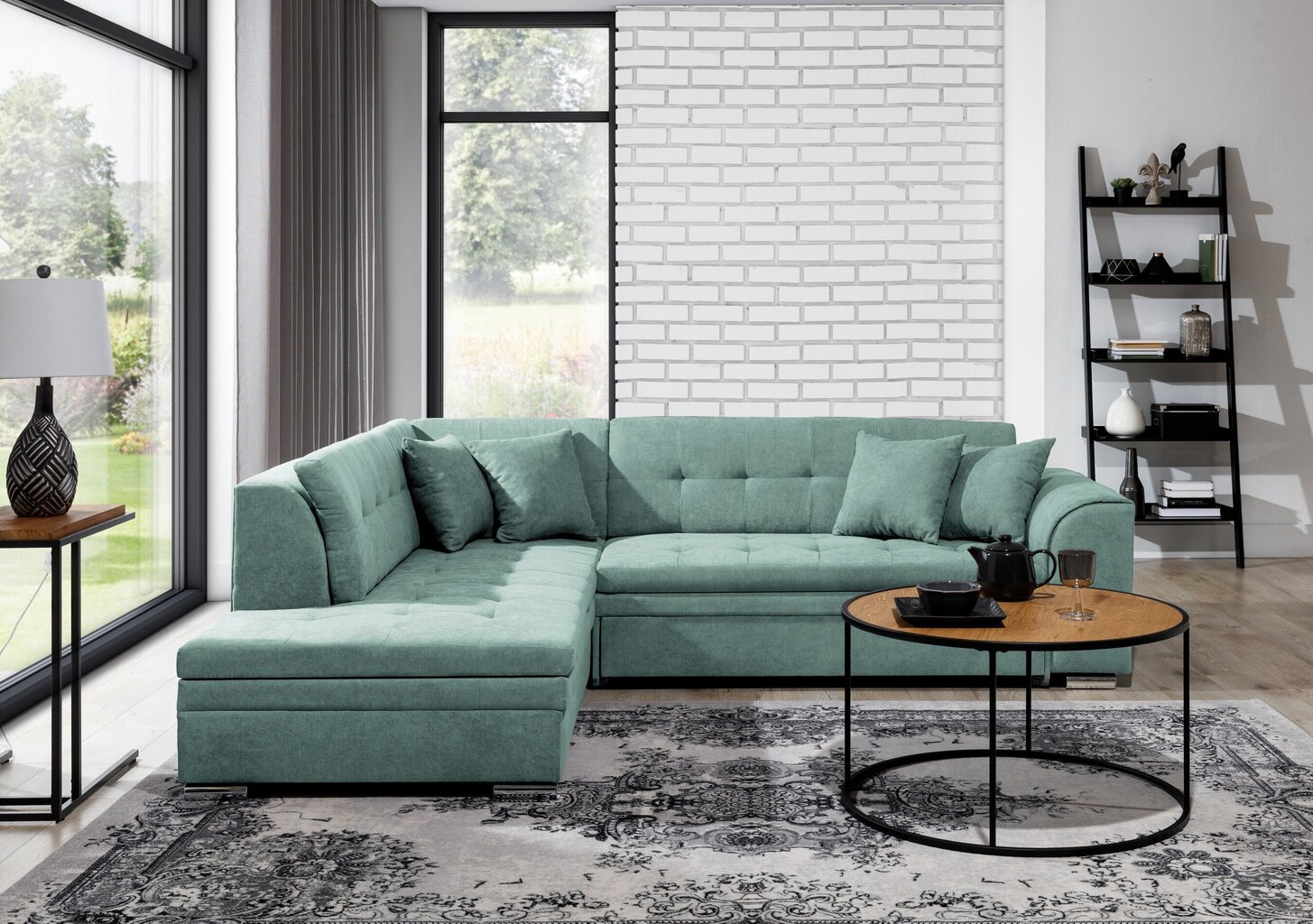Kreisās puses stūra dīvāns Pieretta, zaļš cena un informācija | Stūra dīvāni | 220.lv