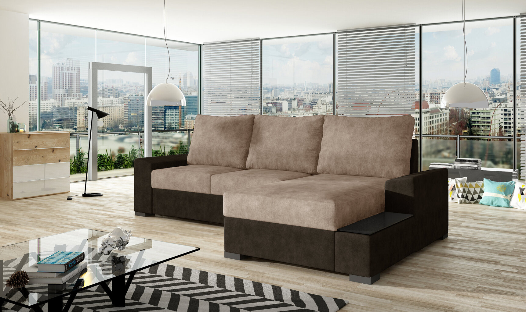 Labās puses stūra dīvāns Negro, brūns cena un informācija | Stūra dīvāni | 220.lv