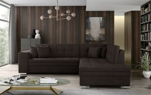 Labās puses stūra dīvāns Pieretta, tumši brūns cena un informācija | Stūra dīvāni | 220.lv