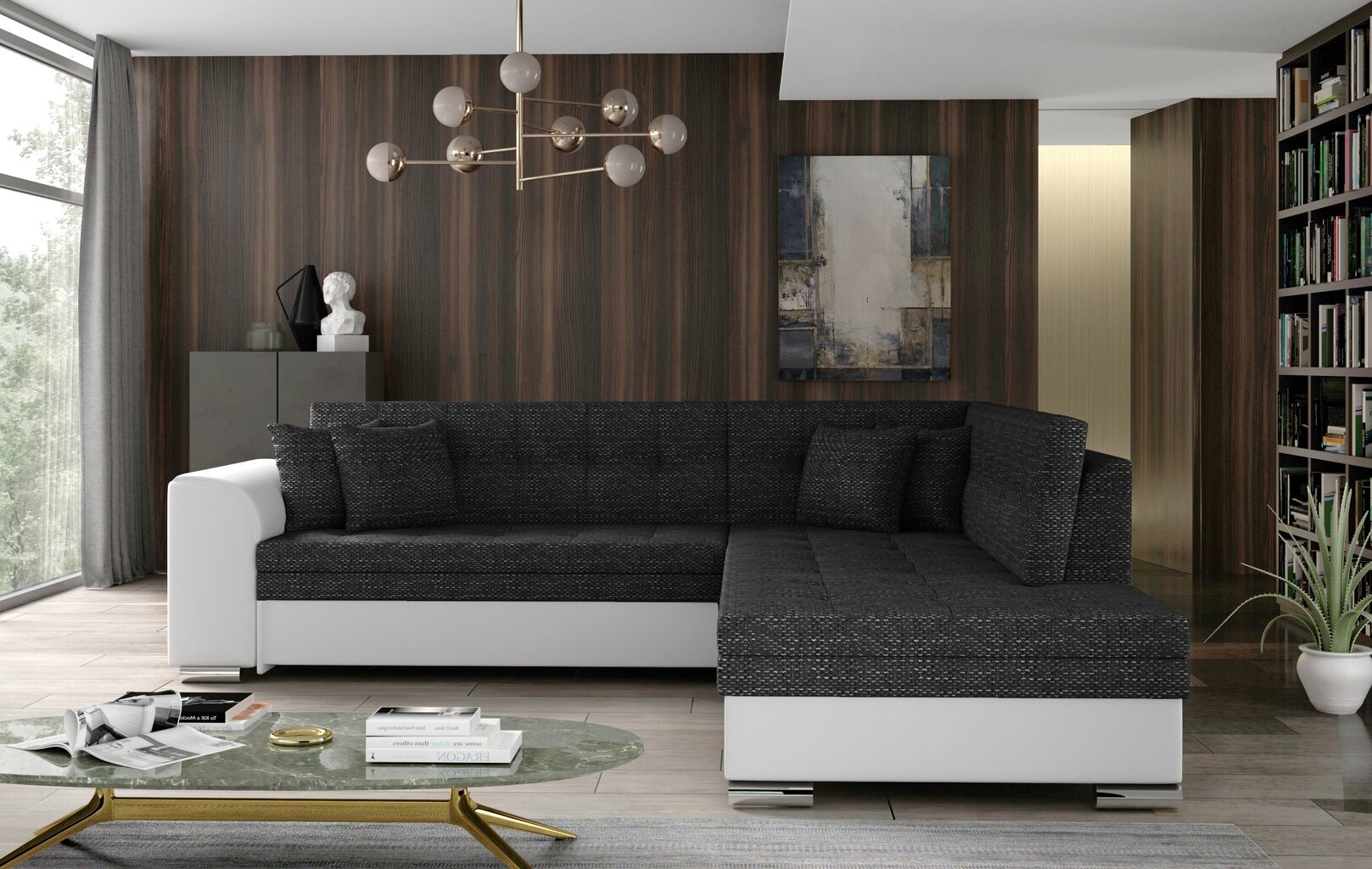 Labās puses stūra dīvāns Pieretta, pelēks/balts цена и информация | Stūra dīvāni | 220.lv