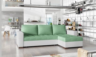 Stūra dīvāns Newark, zaļš/balts cena un informācija | Stūra dīvāni | 220.lv