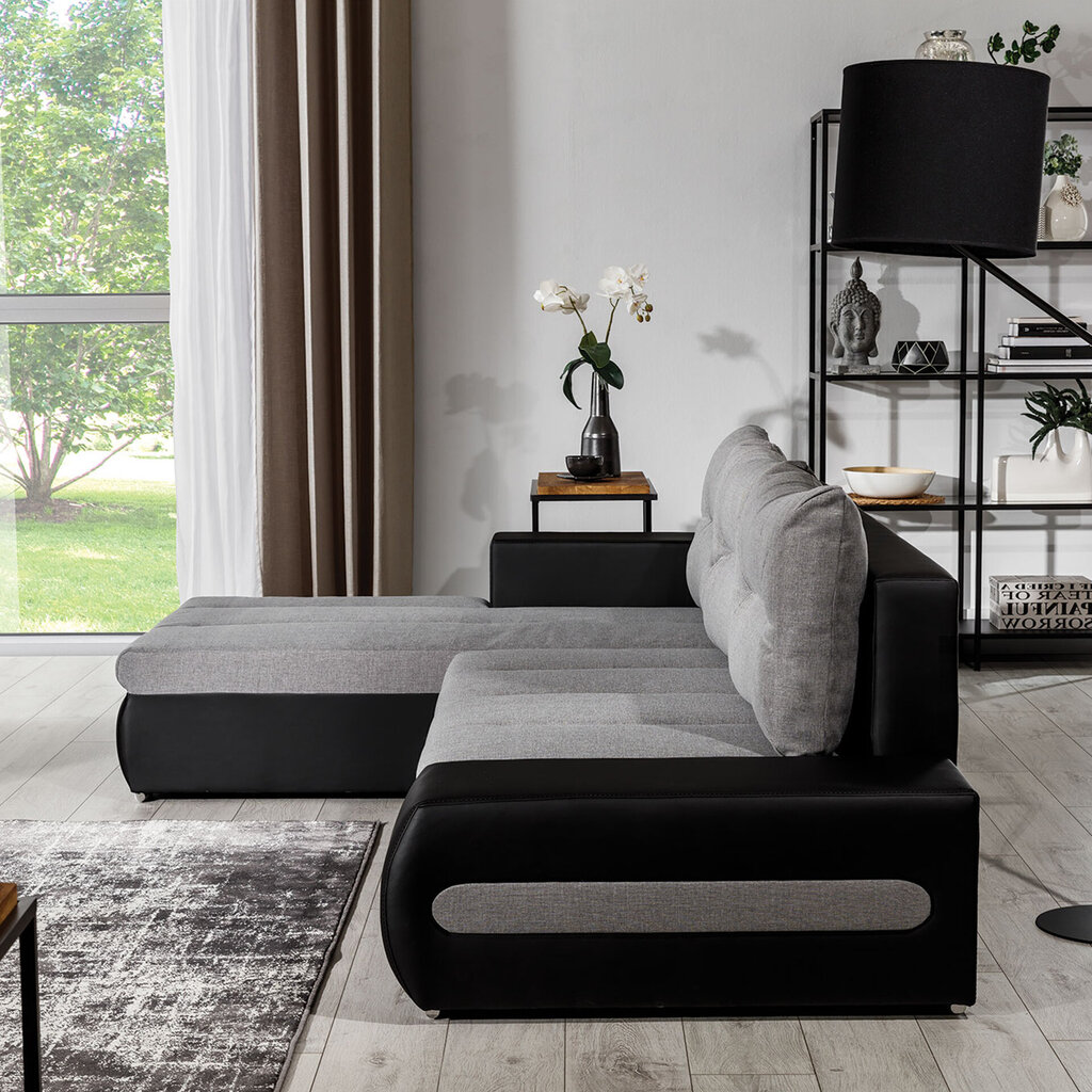 Kreisās puses stūra dīvāns Eltap Ottavio, pelēks/melns cena un informācija | Stūra dīvāni | 220.lv