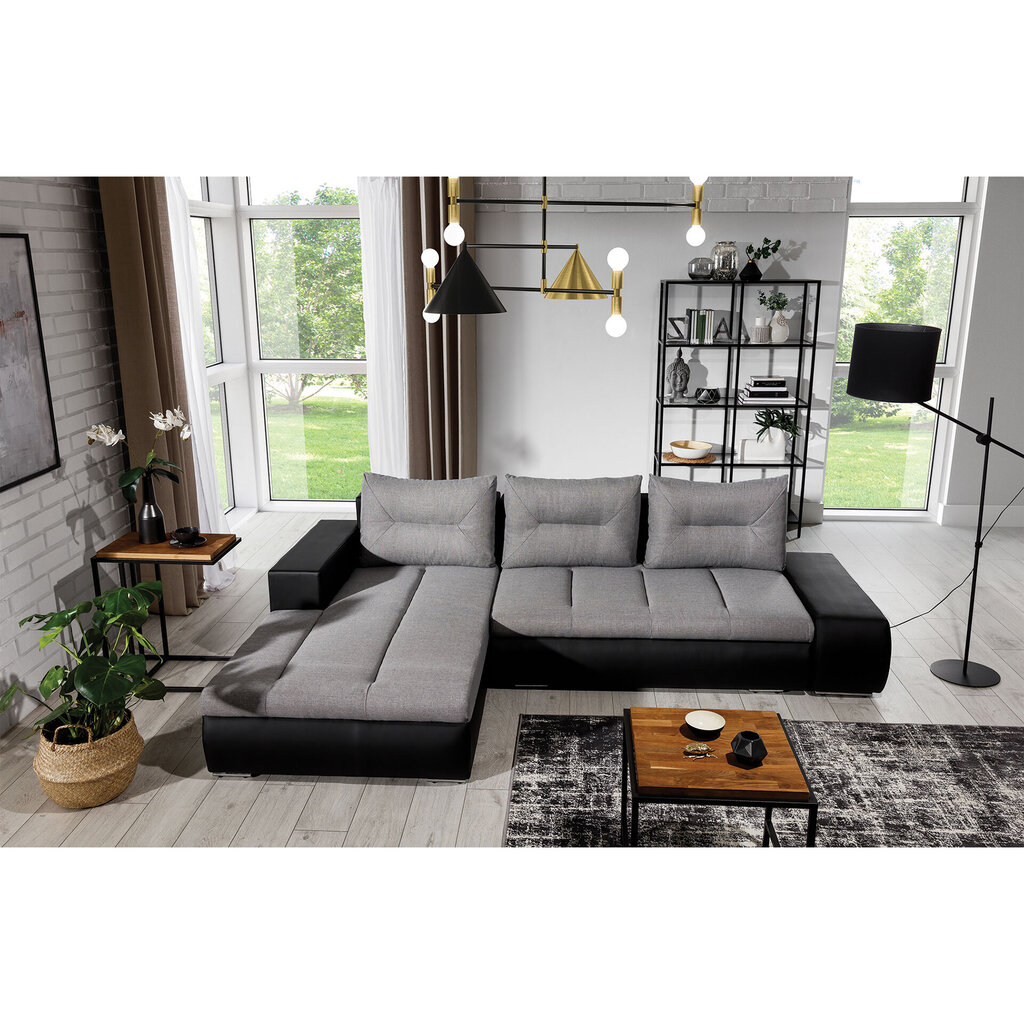 Kreisās puses stūra dīvāns Eltap Ottavio, pelēks/melns cena un informācija | Stūra dīvāni | 220.lv