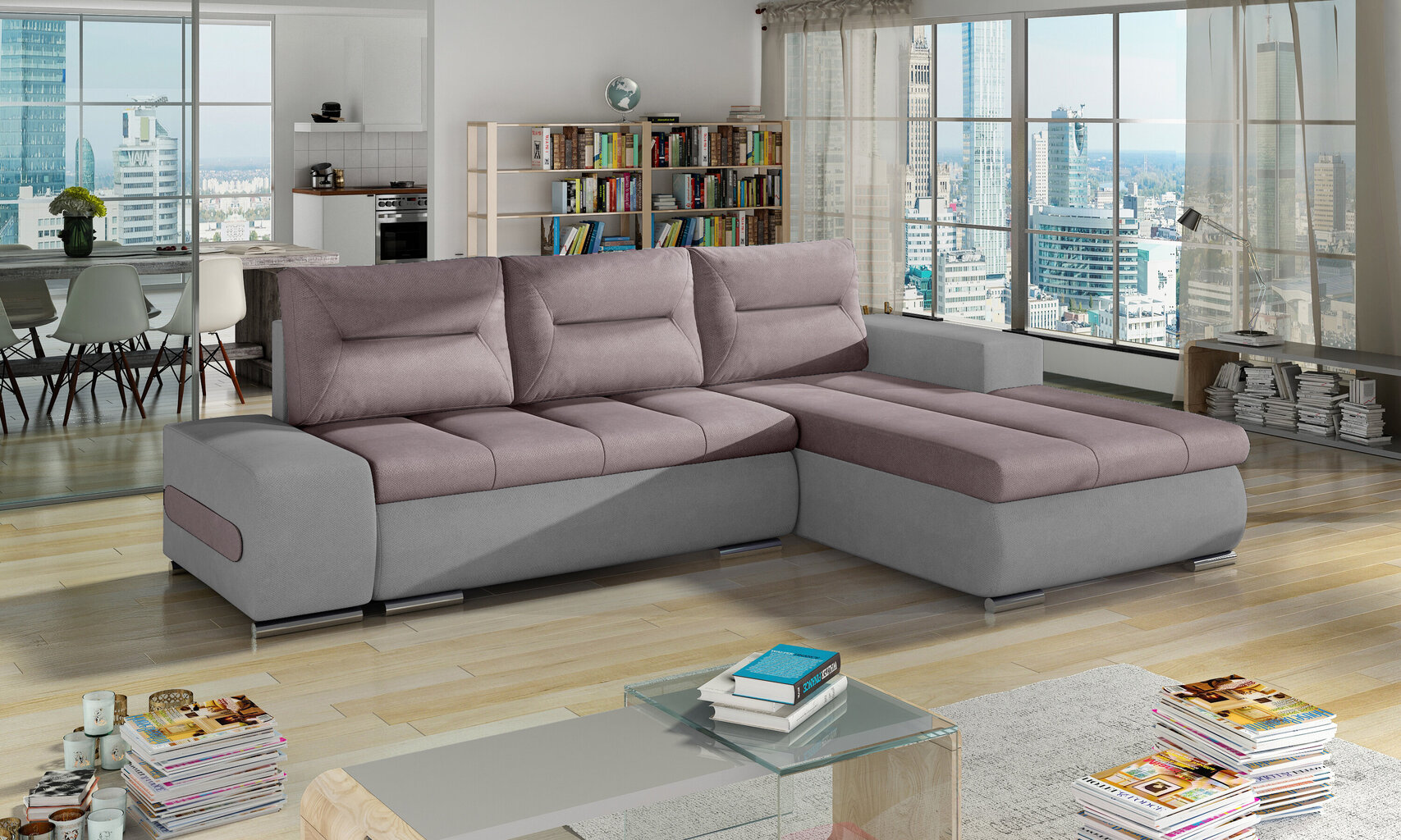 Labās puses stūra dīvāns Eltap Ottavio, rozā/pelēks cena un informācija | Stūra dīvāni | 220.lv