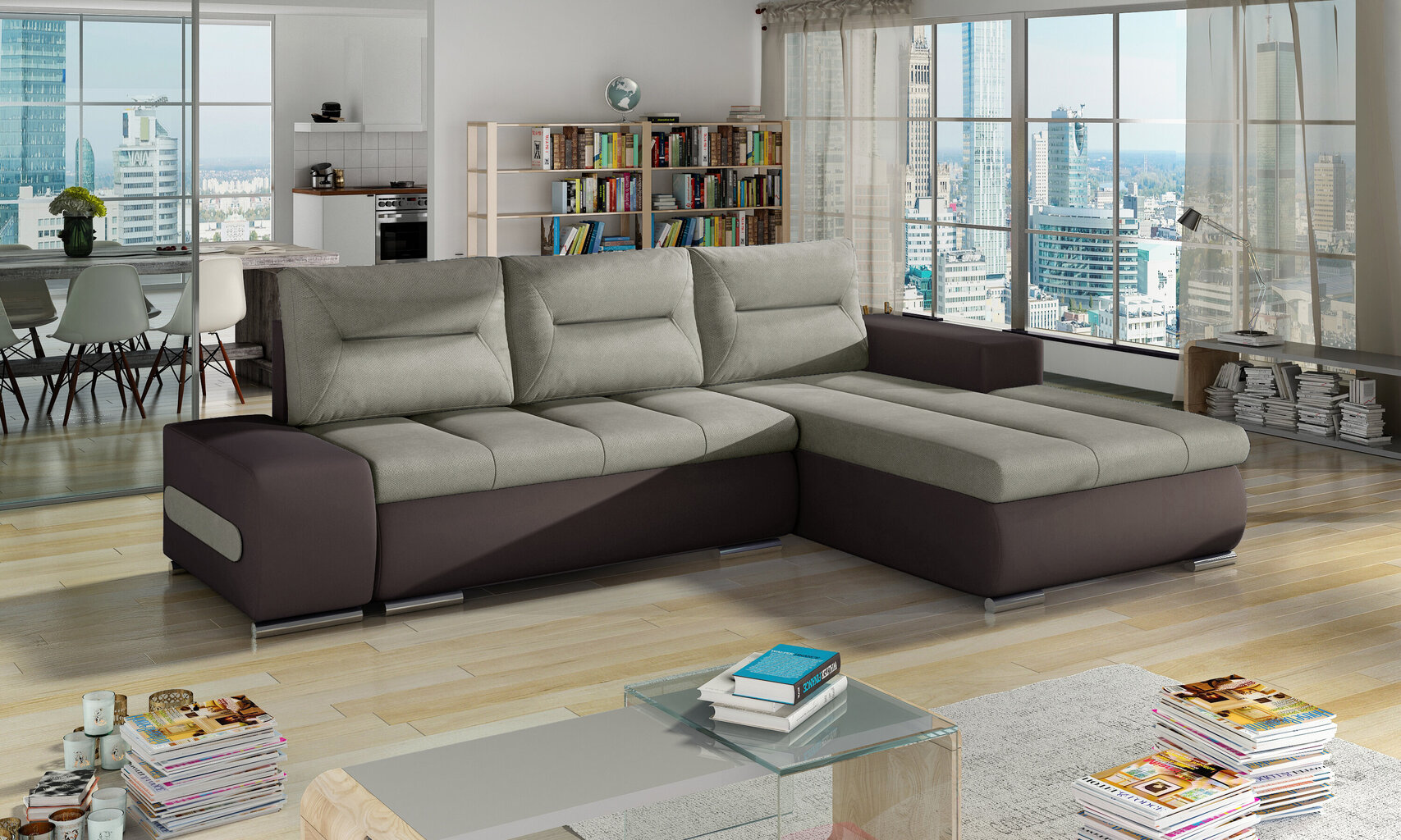Labās puses stūra dīvāns Eltap Ottavio, zaļš/brūns cena un informācija | Stūra dīvāni | 220.lv