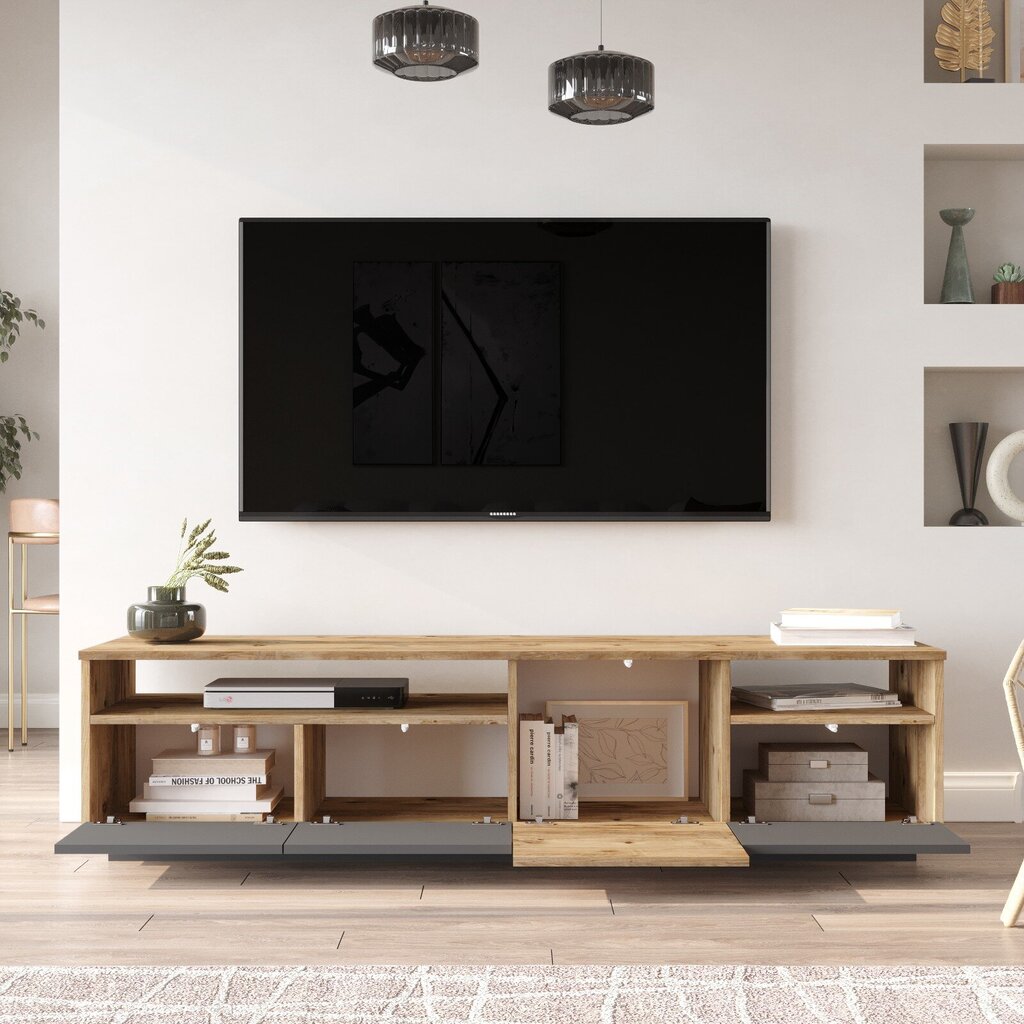 TV statīvs 180cm x 44,6cm x44,5cm melns cena un informācija | TV galdiņi | 220.lv